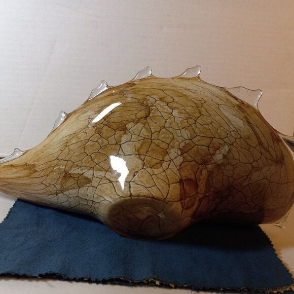Handmade Sea Shell w/ Spirder Vein pattern Art Glass Centerpiece Countrycore - Picture 1 of 11